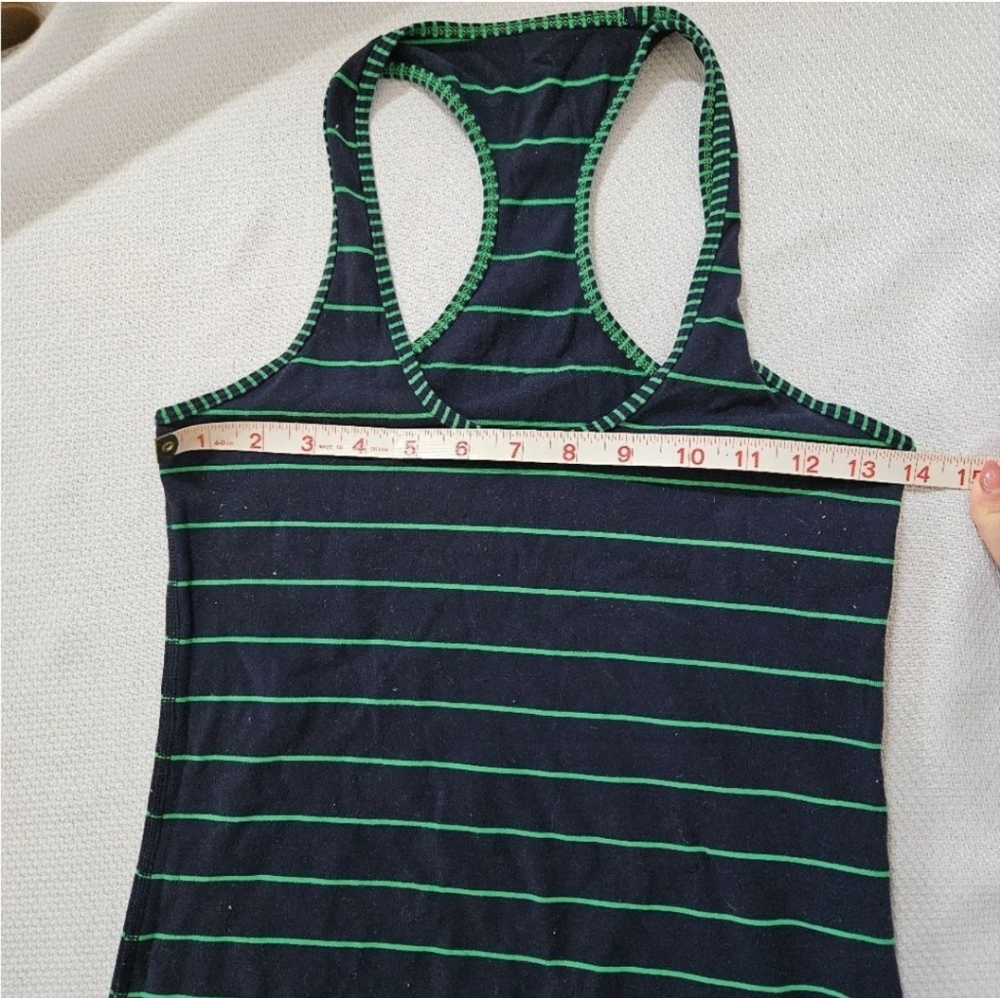 Lululemon Navy and Green Striped Tank Size Small - Picture 2 of 4